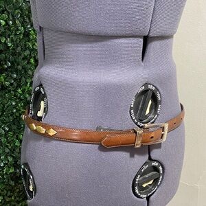 Brighton Brown Leather Belt with Gold Buckle